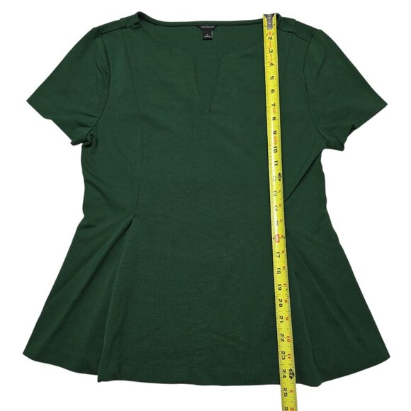 Ann Taylor Top Womens Medium Green Fit and Flare V Neck Blouse Stretch Career - Picture 4 of 11